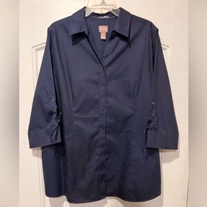 Chico's Navy Button Down Shirt